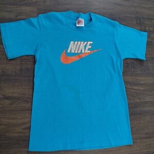 Vintage Nike Made in USA Blue T Shirt - Boys Sz Large 14 - 16 - Swoosh Vtg Tee